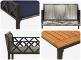 Outdoor Furniture Set 3 pcs Grey and Navy Blue Poly Rattan 42025350