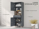 Tall Bathroom Storage Cabinet, Bathroom Storage Unit, Freestanding Bathroom Cabinet with Open T3398P341422