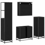 Bathroom Furniture Set 4 pcs Black Oak Engineered Wood 3402544