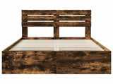 Bed Frame Smoked Oak 120 x 190 cm Solid Pine Wood 3411443