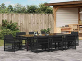 Garden Dining Set 9 pcs Black Poly Rattan 3380776