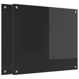 Kitchen Backsplash 2 pcs Black 70 x 60 cm Tempered Glass 3415544