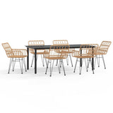 7 Piece Garden Dining Set Poly Rattan 3157864