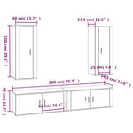 4 Piece TV Cabinet Set Smoked Oak Engineered Wood 3188851