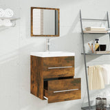 Sink Cabinet with Built-in Basin Smoked Oak Engineered Wood 3114168