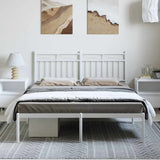 Metal Bed Frame without Mattress with Headboard White 150x200cm 373742
