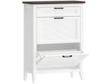 Shoe Cabinet with 2 Flip Drawers, Farmhouse Narrow Shoe Storage Cabinet with Adjustable Shelves, T3398P553211