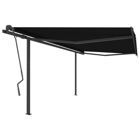 ZNTS Manual Retractable Awning with Posts 4x3.5 m Anthracite 3070219