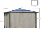 3 x 3 Hardtop Canopy with Polycarbonate Roof, Aluminium Frame, Permanent Pavilion Garden T3398P320050