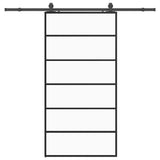 Sliding Door with Hardware Set Black 102x205 cm ESG Glass 3375929