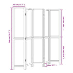 Room Divider 5 Panels White Solid Wood Paulownia 358679