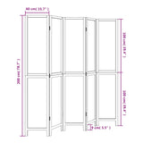 Room Divider 5 Panels White Solid Wood Paulownia 358679