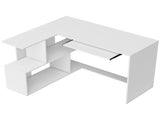 L-Shaped Corner Desk, Computer Desk with Keyboard Tray and Open Shelves, White Wood Effect T3398P552641