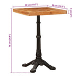 Bistro Table Brown 50 x 50 x 76 cm Solid Acacia Wood 42013026