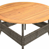 Garden Table with Acacia Wood Top Grey 110x71 cm Poly Rattan 368626
