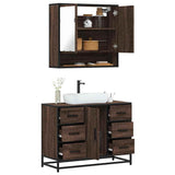 ZNTS 2 Piece Bathroom Furniture Set Brown Oak Engineered Wood 3300934