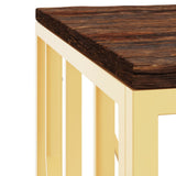 Coffee Table Gold Stainless Steel and Solid Wood Reclaimed 350046