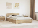 Bed Frame with Drawer Sonoma Oak 135 x 190 cm Engineered Wood 3413204