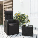 ZNTS 2 Piece Garden Lounge Set Black Poly Rattan&Steel 3157673