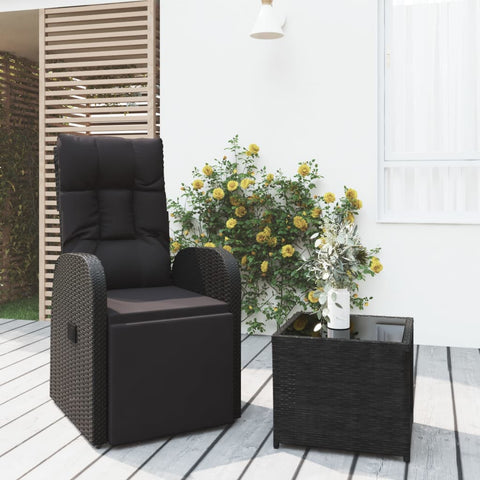 ZNTS 2 Piece Garden Lounge Set Black Poly Rattan&Steel 3157673