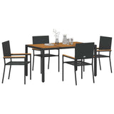 Garden Dining Set 5 pcs Black and Wood Poly Rattan 3365406