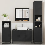 ZNTS 4 Piece Bathroom Furniture Set Black Engineered Wood 3301220