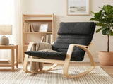 Lounge Chair, Comfortable Relax Rocking Chair with Headrest, 67W x 92D x 89H cm, Black T3398P548066