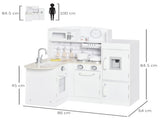 Kids Play Kitchen Wooden Toy Kitchen Cooking Set for Children with Drinking Fountain, Microwave, and T3398P348110