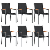 7 Piece Garden Dining Set Black Textilene and Steel 3187047