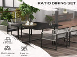 Five-Piece Metal Dining Set, with Folding Back Chairs, Light Grey T3398P320034