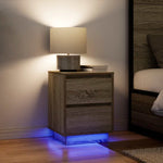 ZNTS Bedside Cabinet with LED Lights Sonoma Oak 38x34x50 cm 861287