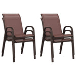 Stackable Garden Chairs 4 pcs Brown Textilene Fabric 318782