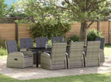 Garden Dining Set with Cushion 9 pcs Grey Poly Rattan 3379498