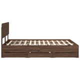 Bed Frame with Drawer Brown Oak 150 x 200 cm Engineered Wood 3412177