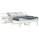 Bed Frame with Headboard White 120 x 200 cm Solid Pine Wood 3385692