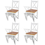 ZNTS Dining Chairs 4 pcs White Pinewood 241513