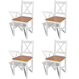 ZNTS Dining Chairs 4 pcs White Pinewood 241513