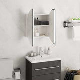 Bathroom Cabinet with Round Mirror&LED White 40x40x17.5 cm 345579