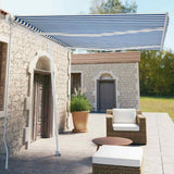 Freestanding Manual Retractable Awning 350x250 cm Blue/White 3069516