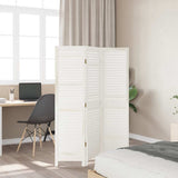 Room Divider 3 Panels White Solid Wood Paulownia 358829