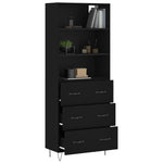 Highboard Black 69.5x34x180 cm Engineered Wood 3189374