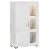 High Gloss Sideboard, Display Cabinet with 16-Colour RGB LED Lights and Remote Control, Modern T3398P377972
