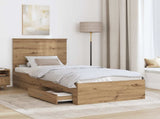 Bed Frame with Drawer Artisan Oak 90 x 200 cm Engineered Wood 3411358