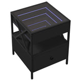 Coffee Table with Infinity LED Black 40x40x51 cm 847717