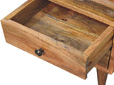 Solid Wood Mini Classic Open Bedside, 2 Drawers and Open Slot, Oak-ish, Brown B2743P403101