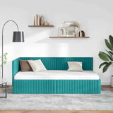 Corner Bed Frame with Headboard Turquoise 90 x 200 cm Velvet 42016274