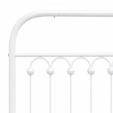 Metal Bed Frame without Mattress with Footboard White 100x200cm 376662