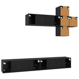 TV Cabinet Set Wall-mounted 7 pcs Black Oak Engineered Wood 3438606