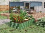 Raised Beds for Garden, Galvanised Steel Outdoor Planters with Multi-reinforced Rods, 180 x 90 x 59 T3398P315948