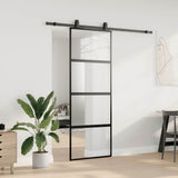 Sliding Door with Hardware Set Black 76x205 cm Tempered Glass 3375889